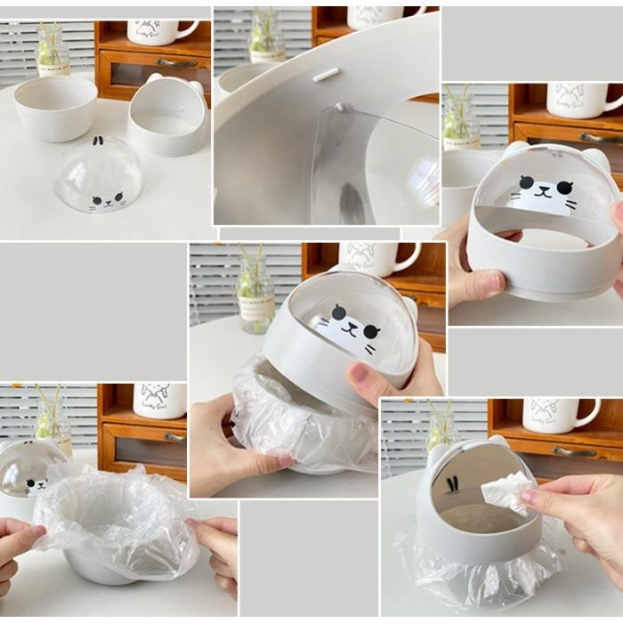 plusnao ゴミ箱 ダストボックス ネコ クマ 卓上 蓋つき フタ付き