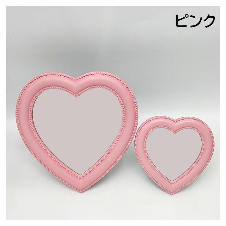 卓上ミラー 壁掛けミラー 2way 鏡 ハート 可愛い おしゃれ フック付き
