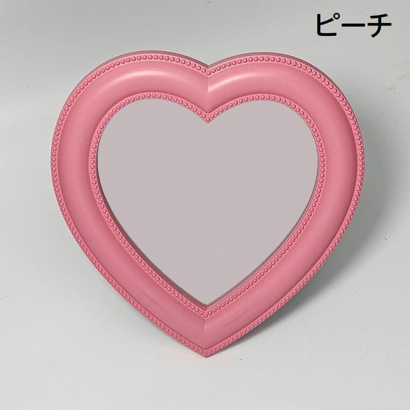 卓上ミラー 壁掛けミラー 2way 鏡 ハート 可愛い おしゃれ フック付き