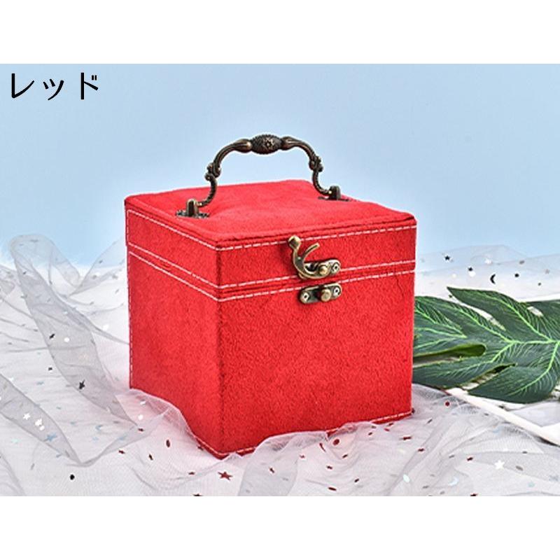 アクセサリーケース ジュエリーボックス 宝石箱 ベロア調 キューブ 鏡