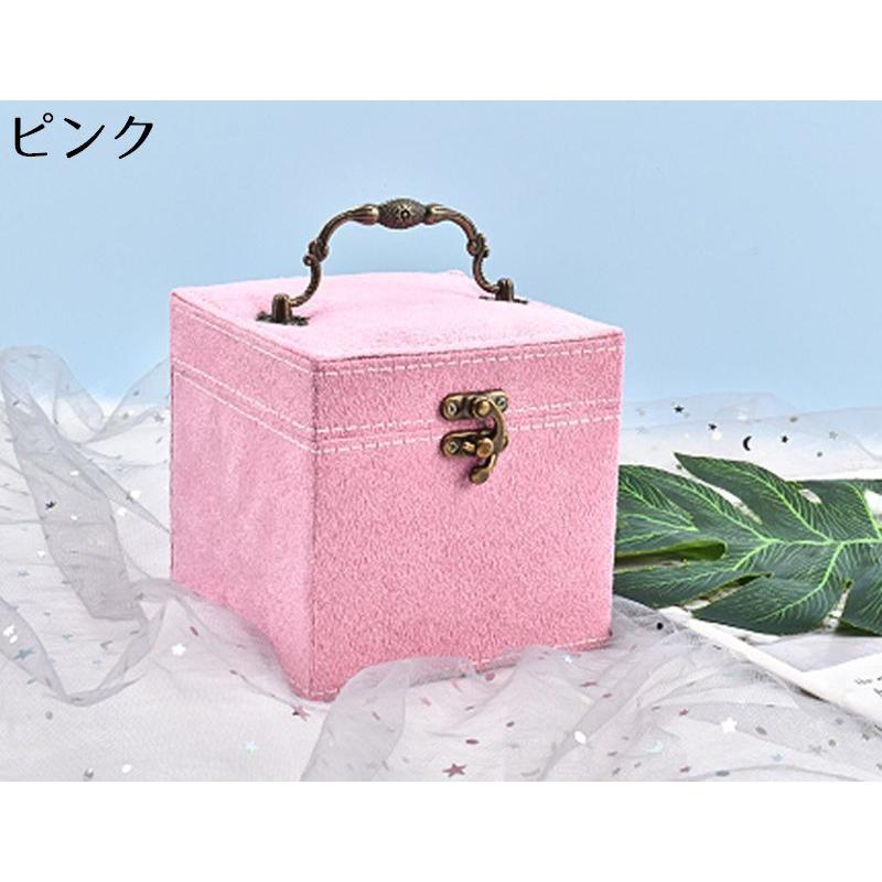 アクセサリーケース ジュエリーボックス 宝石箱 ベロア調 キューブ 鏡