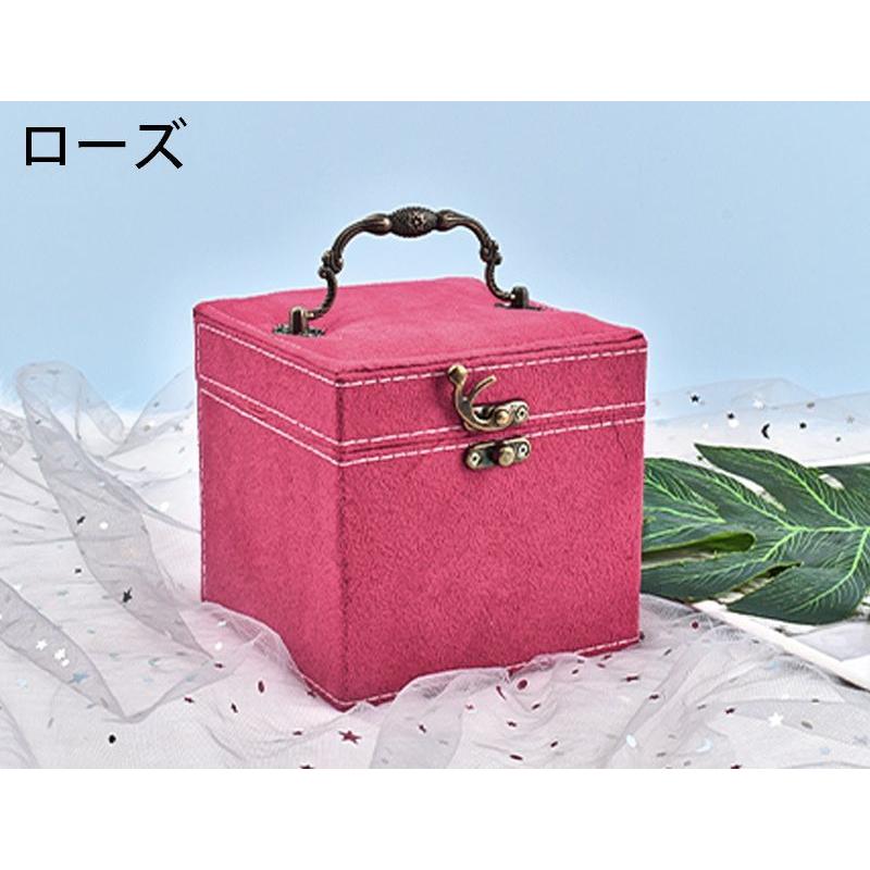 アクセサリーケース ジュエリーボックス 宝石箱 ベロア調 キューブ 鏡