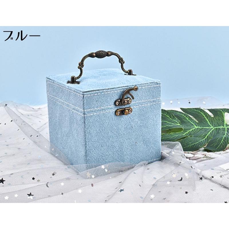 アクセサリーケース ジュエリーボックス 宝石箱 ベロア調 キューブ 鏡