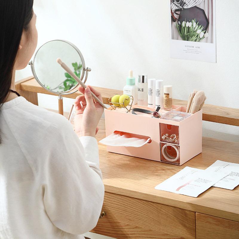 plusnao ティッシュケース ティッシュボックス 多機能 小物入れ