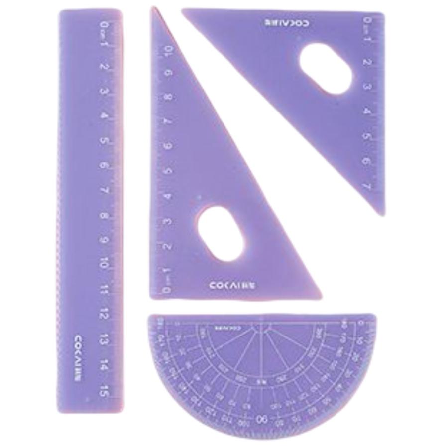 定規セット 4点セット 文房具 ものさし 三角定規 分度器 15cm 60度 45