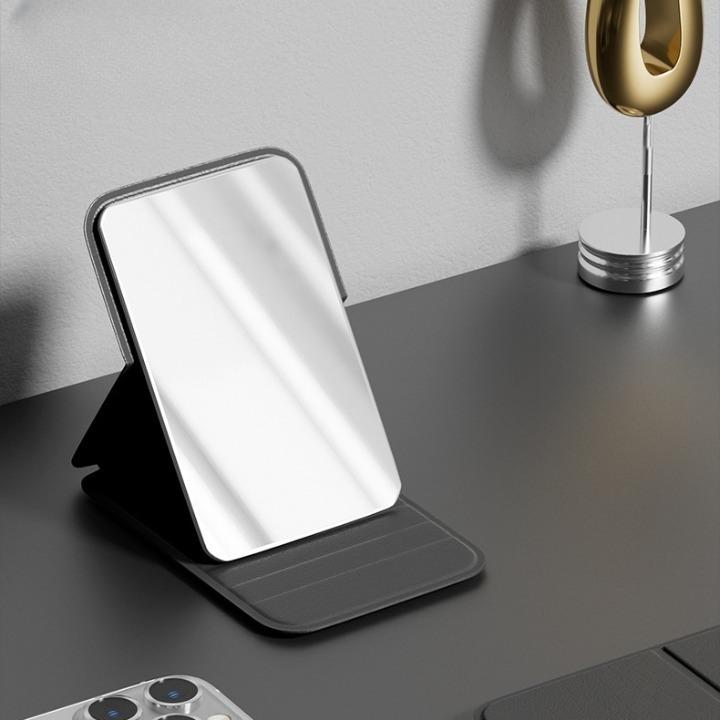 コンパクトミラー 鏡 手鏡 コンパクト シンプル 小型 ミニ 無地 長方形 折りたたみ 折り畳み ポータブル 持ち運び 携帯用 薄型 小さめ スタンド | ブランド登録なし | 01