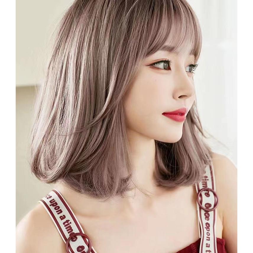 フルウィッグ ミディアム レディース かつら 茶髪 ピンクアッシュ 内