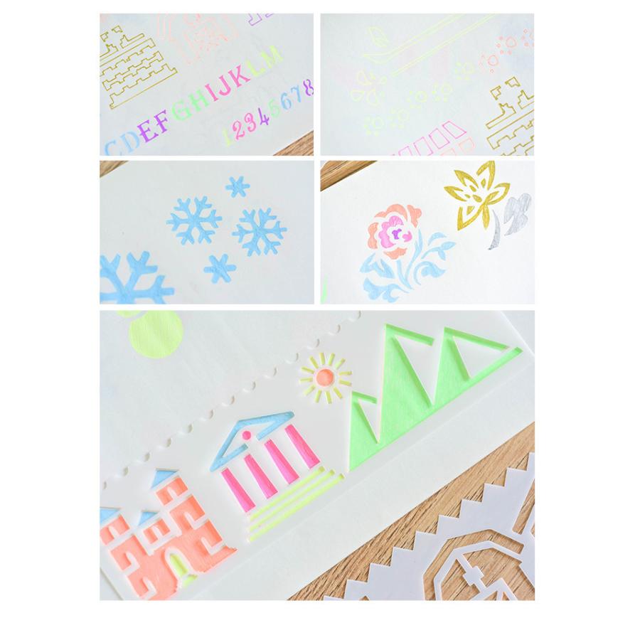 ステンシルシート 8枚セット ステンシルプレート 描画 テンプレート