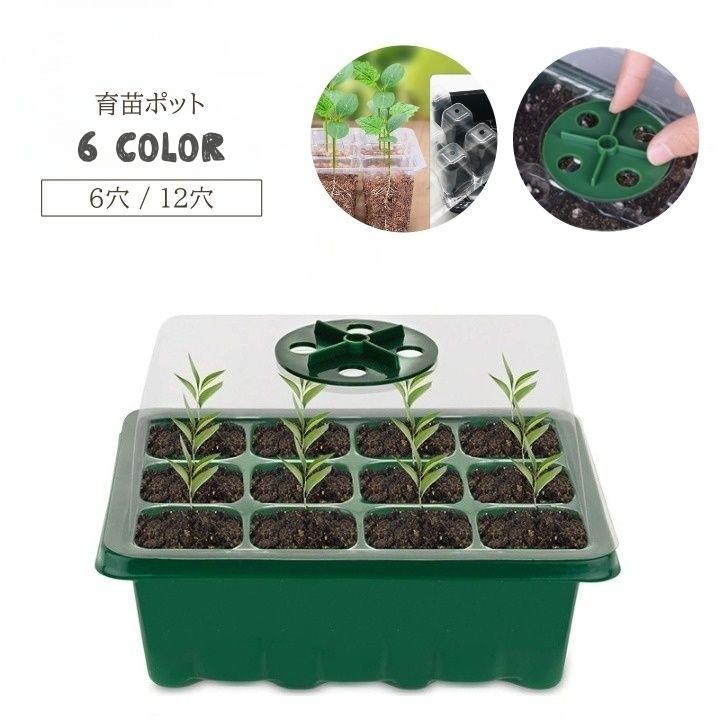 育苗ポット 苗ポット 6穴 12穴 ふた付き 通気口 育苗 苗 ポット 育苗