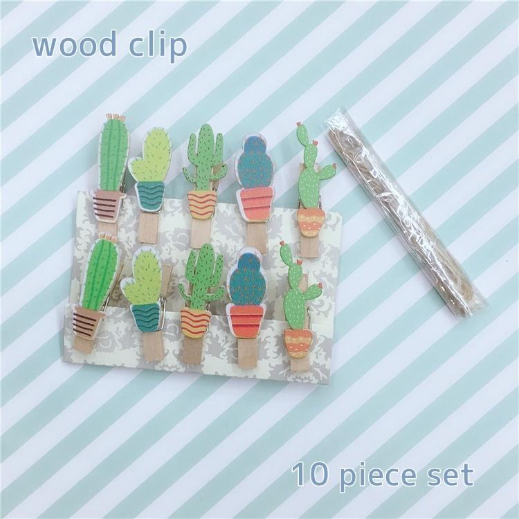 木製クリップ 木のクリップ ウッドクリップ 10個セット 文房具 メモ 写真 留める サボテン 植物 かわいい クラフト ハンドメイド 手作り素材 プラスナオ Paypayモール店 通販 Paypayモール
