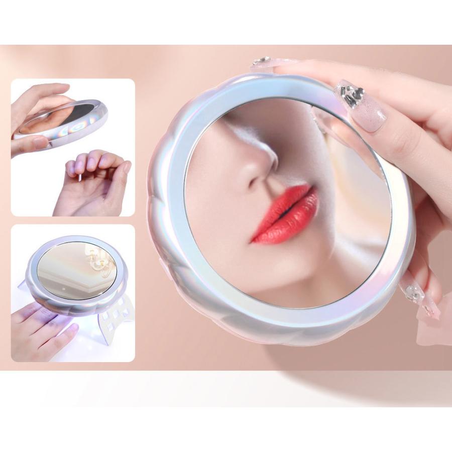 ネイルライト ジェルネイル LED UVライト 54W ミラー付き 鏡 ラウンド