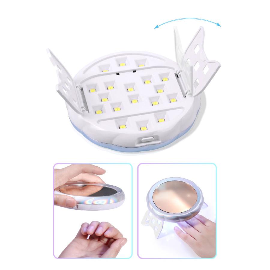 ネイルケア用品セットLED/UVライト付き ネイルライト ジェルネイル LED UVライト 54W ミラー付き 鏡 ラウンド