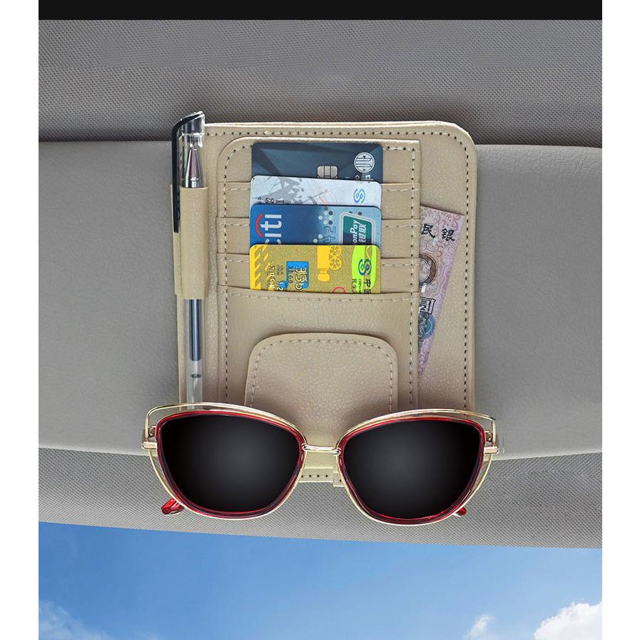 車用収納ホルダー サンバイザー用 カードホルダー サングラスホルダー