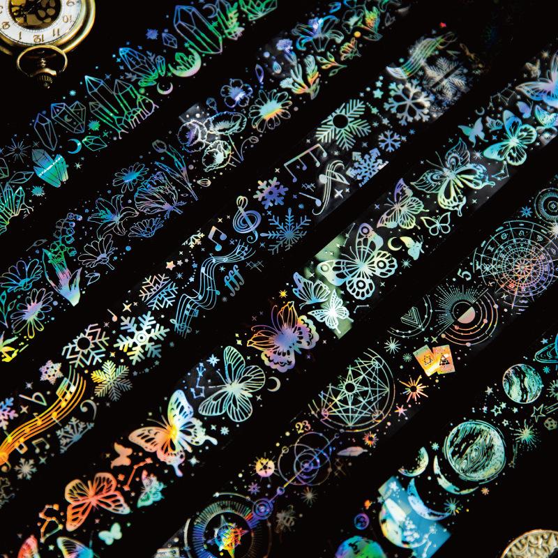 【7290】海外　マステ　巻売り　ホログラム金マスキングテープ SODA タンポポ (20mm) CMTH20-005 (ピンクゴールド箔) 透明