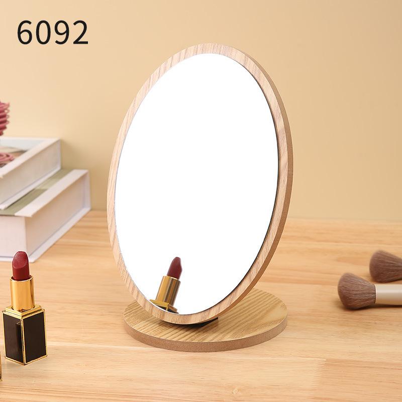 卓上ミラー 卓上鏡 スタンドミラー ウッド 木製 長方形 丸 楕円