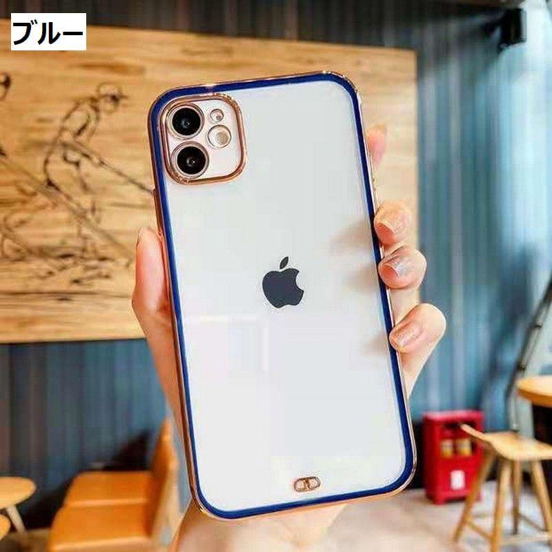 スマホケース スマホカバー クリア 透明 ゴールドリム 金縁