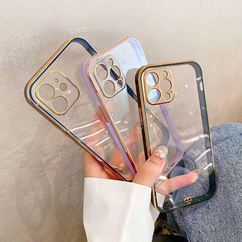 スマホケース スマホカバー クリア 透明 ゴールドリム 金縁 iPhone 6