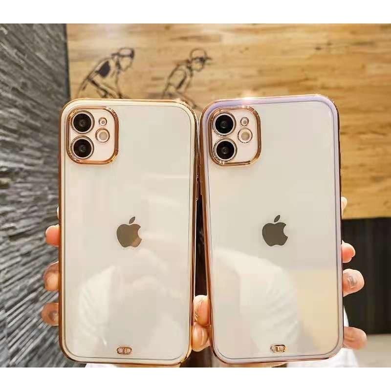スマホケース スマホカバー クリア 透明 ゴールドリム 金縁