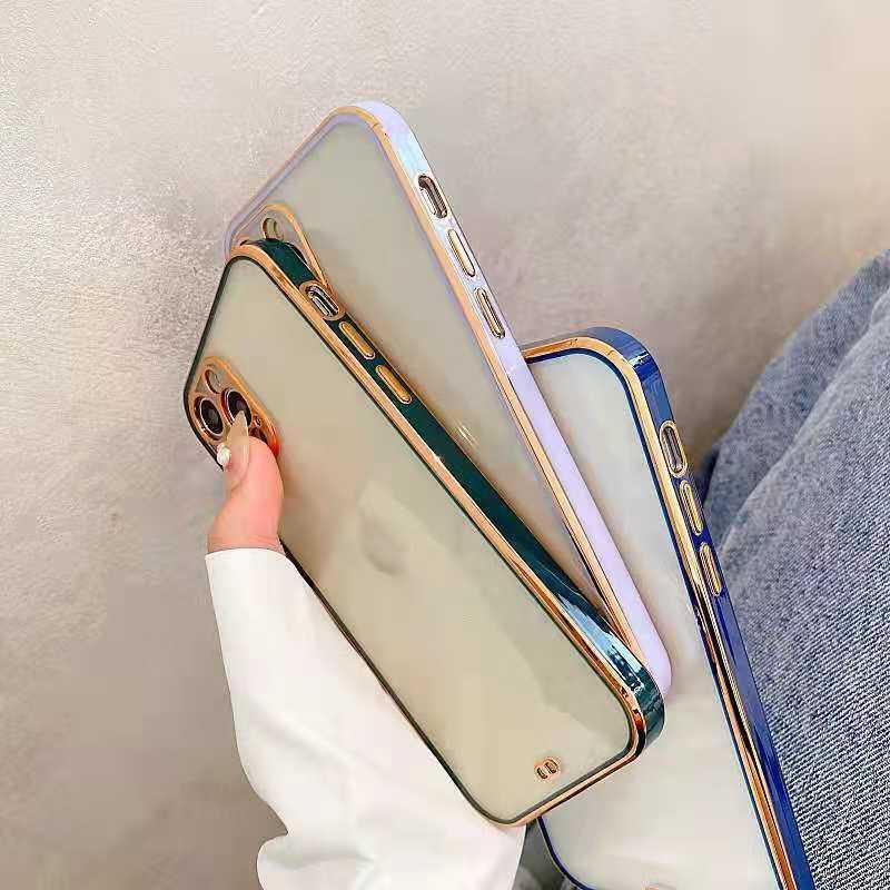 スマホケース スマホカバー クリア 透明 ゴールドリム 金縁