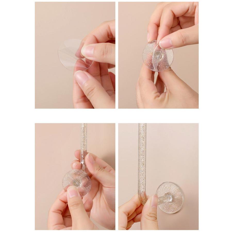 ウォールフック L字型 4個セット 粘着フック 透明 クリア キラキラ ラメ 壁掛け 小物 アクセサリー ヘアゴム シュシュ かわいい おしゃれ | plusnao | 05