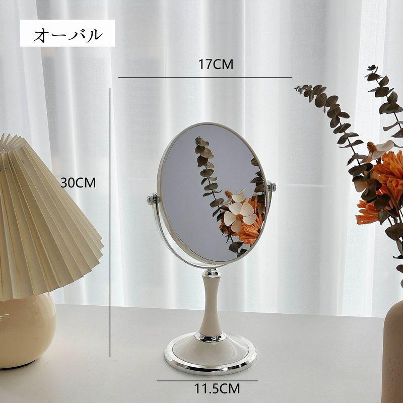 卓上ミラー 卓上鏡 丸型 ラウンド 楕円 オーバル 両面ミラー 両面鏡