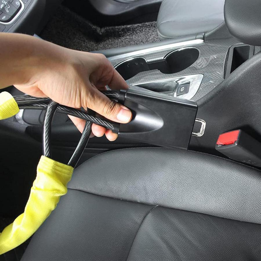 ハンドルロック シートベルト ロック ワイヤー 盗難防止 カー