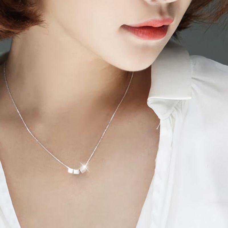 ネックレス ペンダント レディース 女性 アクセサリー ファッション小物 チェーン 鎖 キューブ スクエア 四角 3連 小ぶり おしゃれ きれい かわ プラスナオ Paypayモール店 通販 Paypayモール