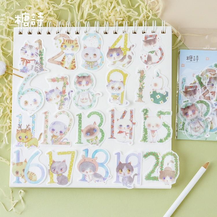 シール ステッカー フレークタイプ 40枚 文房具 手帳 日記帳 数字 動物 キャラクター ネコ うさぎ 手紙 プレゼント 包装 ラッピング おしゃれ プラスナオ Paypayモール店 通販 Paypayモール