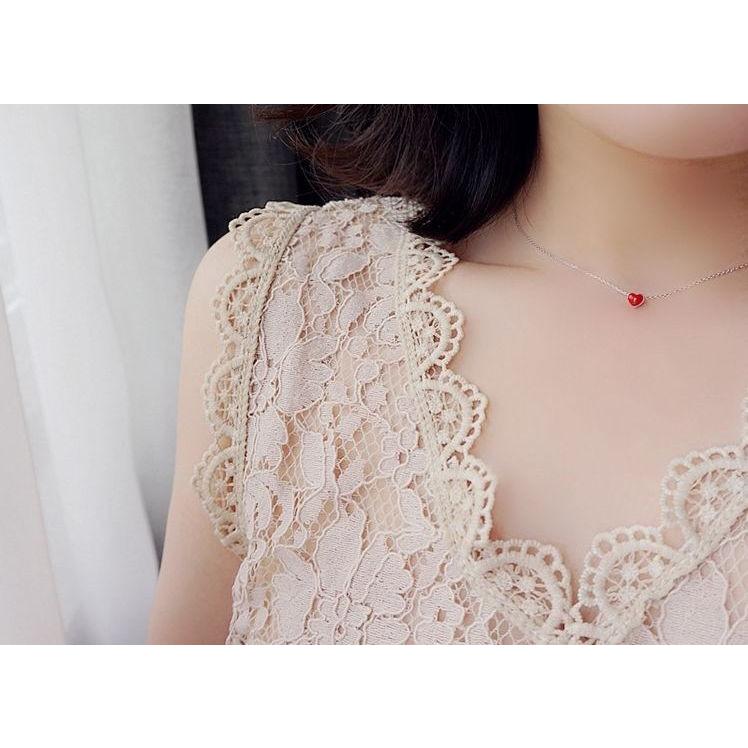 ネックレス ハート ジュエリー アクセサリー レディース チェーンネックレス シンプル 可愛い かわいい 赤 小さめ ギフト プレゼント 女性用 重ね プラスナオ Paypayモール店 通販 Paypayモール
