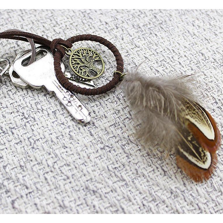 plusnao ドリームキャッチャー キーホルダー風 幸運アイテム 羽毛 羽