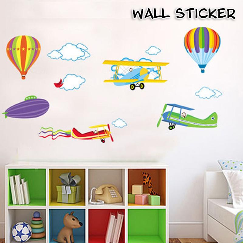 ウォールステッカー ウォールシール 壁紙シール 壁面装飾 室内装飾 気球 飛行機 サル 雲 空 かわいい おしゃれ キッズ 子ども部屋 インテリア雑貨 プラスナオ Paypayモール店 通販 Paypayモール