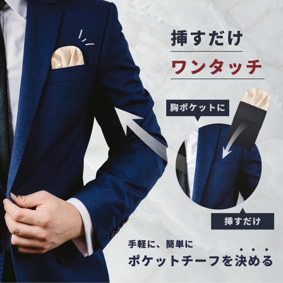 plusnao（プラスナオ） ポケットチーフ メンズ ワンタッチ 挿すだけ