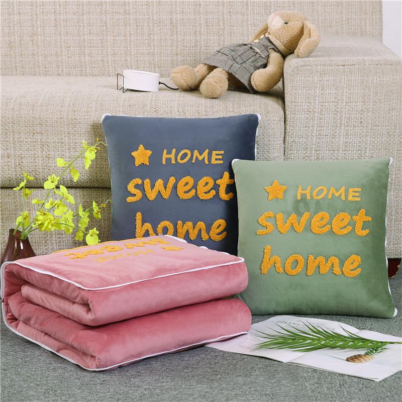 ブランケット クッションにもなるブランケット ブランケットインクッション 毛布 掛けふとん 2way お昼寝布団 寝具 インテリアグッズ 英字ロゴ 虹 プラスナオ Paypayモール店 通販 Paypayモール