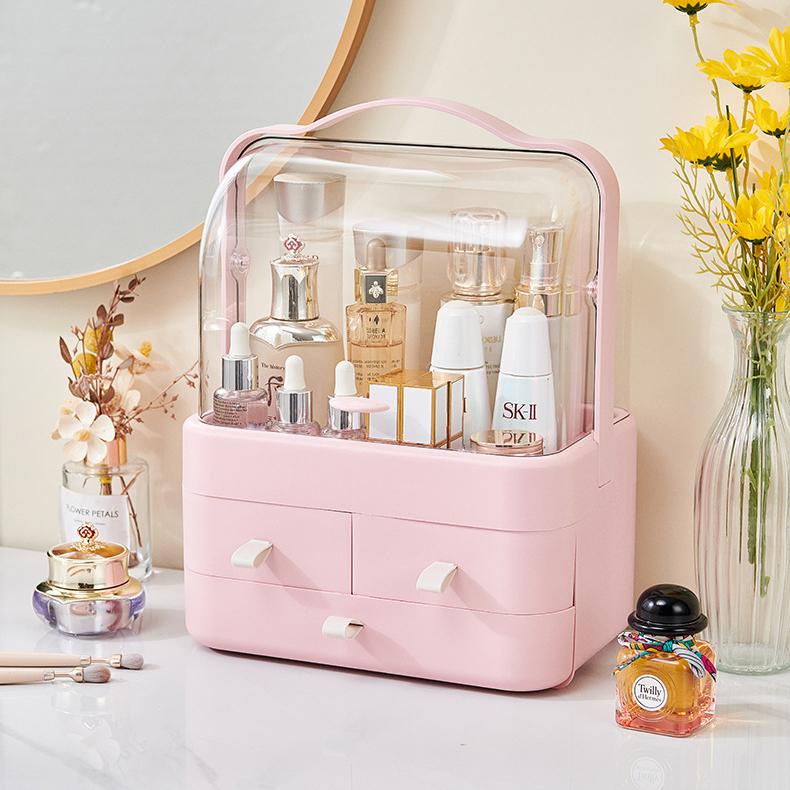 化粧品収納ボックス　化粧品ケース　大容量　蓋つき引き出し付き 楽天市場】メイクボックス コスメボックス 透明 化粧品 収納 ボックス