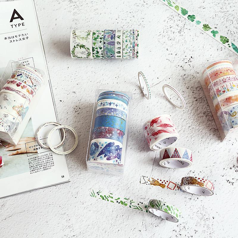 マスキングテープセット 9個セット 紙テープ クラフトテープ DIY 花 星