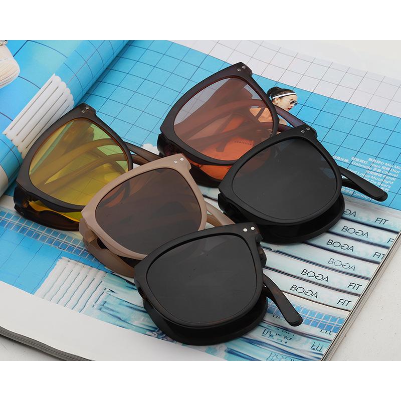 plusnao サングラ 折りたたみ コンパクト ウェリントン メンズ