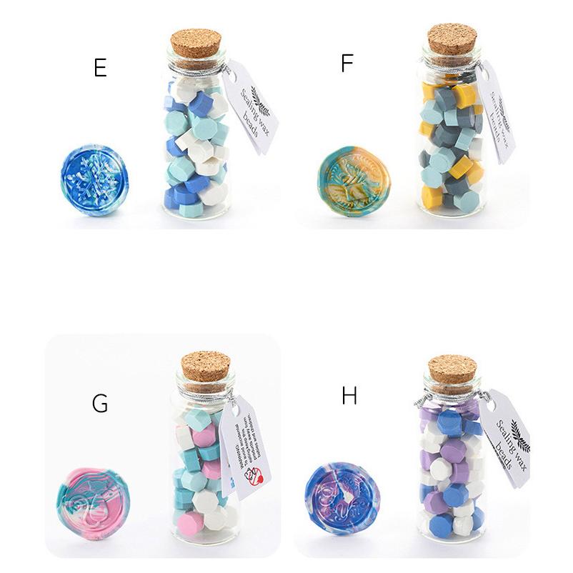 plusnao シーリングワックス 60粒 少量 瓶入り 紙タグ付き 混色