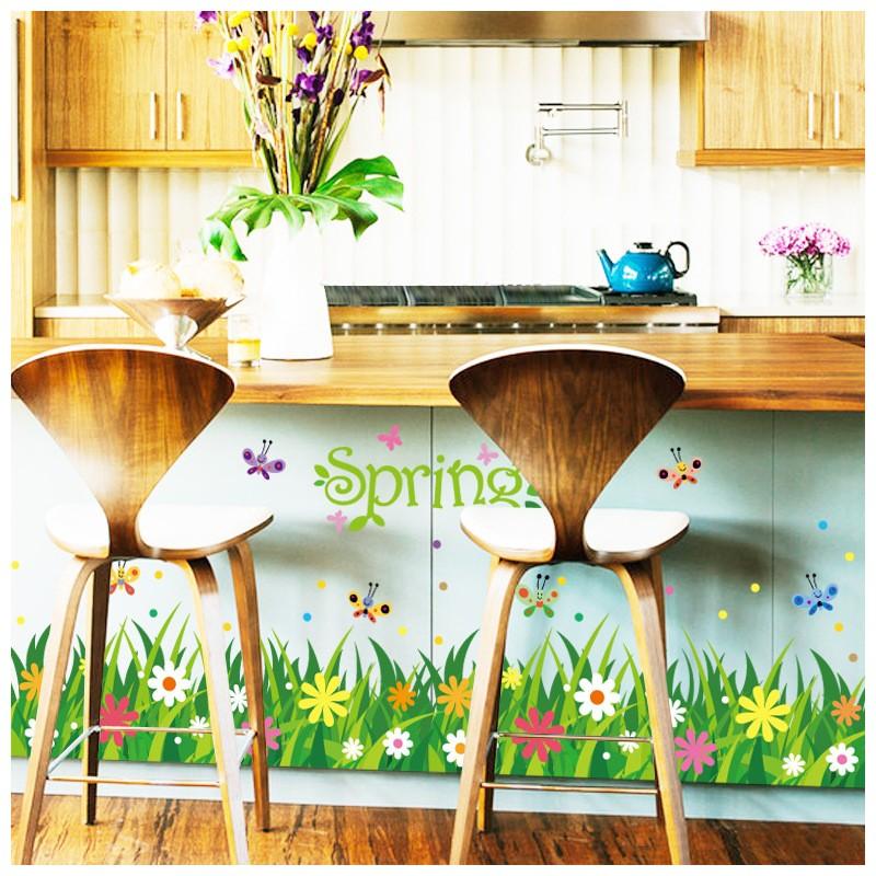 ウォールステッカー ウォールシール 壁シール 壁紙シール 壁面装飾 壁装飾 室内装飾 春 SPRING お花 フラワー お花畑 蝶 ちょうちょ バタフ|plusnao|02