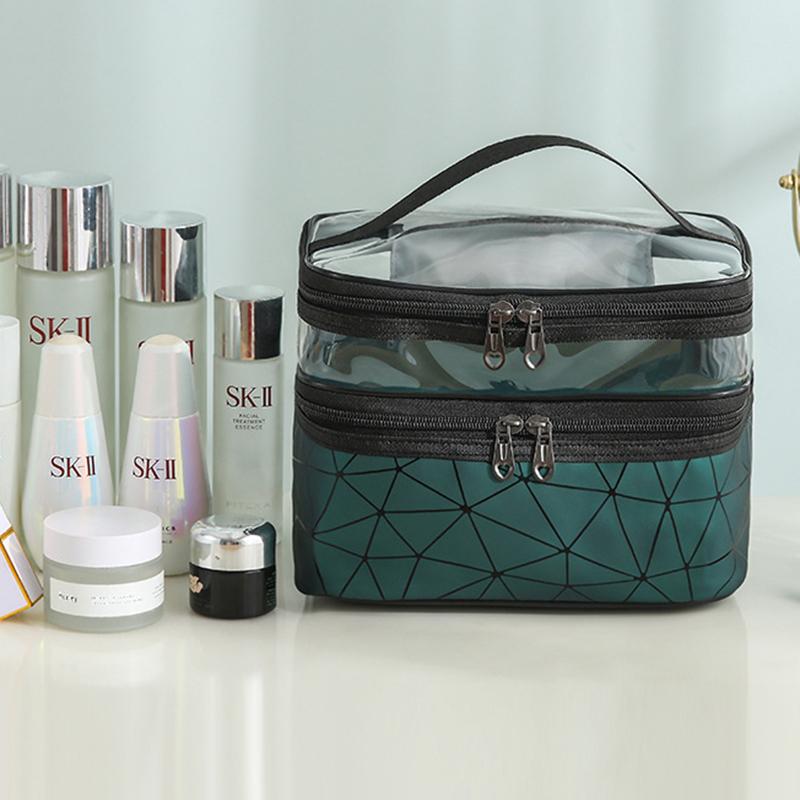 化粧ポーチ メイクアップ ポーチ コスメポーチ ファスナー 2層 2