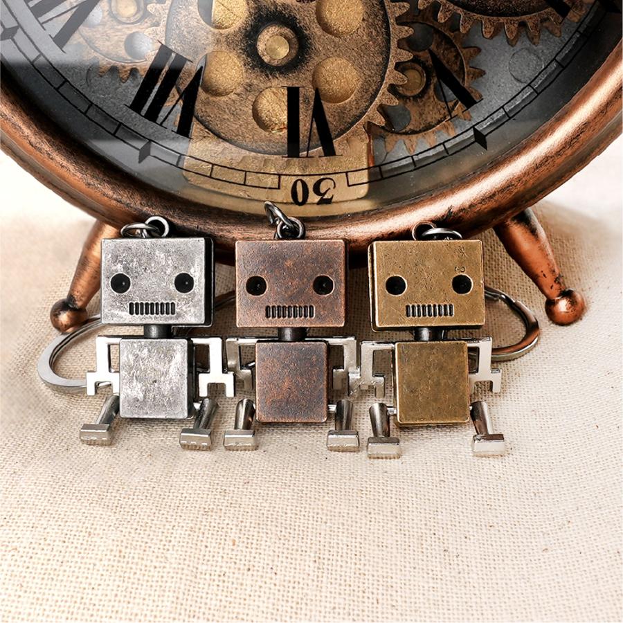 plusnao キーホルダー メンズ キーリング ロボット レトロ