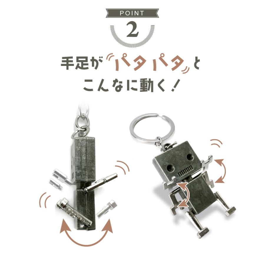 plusnao キーホルダー メンズ キーリング ロボット レトロ