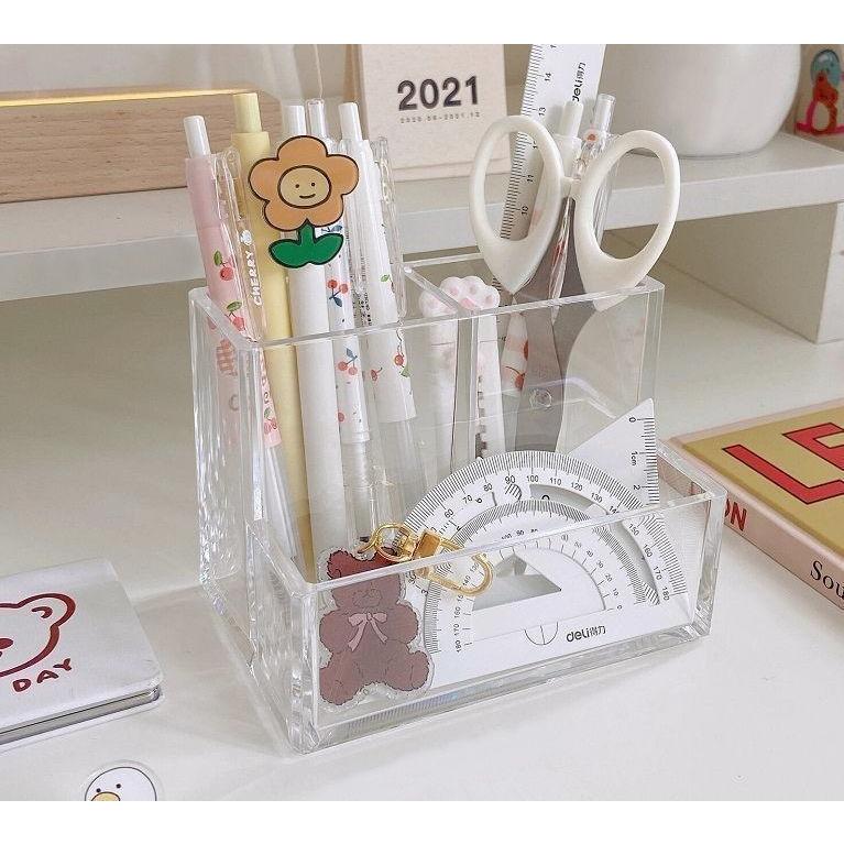 plusnao ペン立て アクリル 透明 クリア ペンスタンド 鉛筆立て 文房具