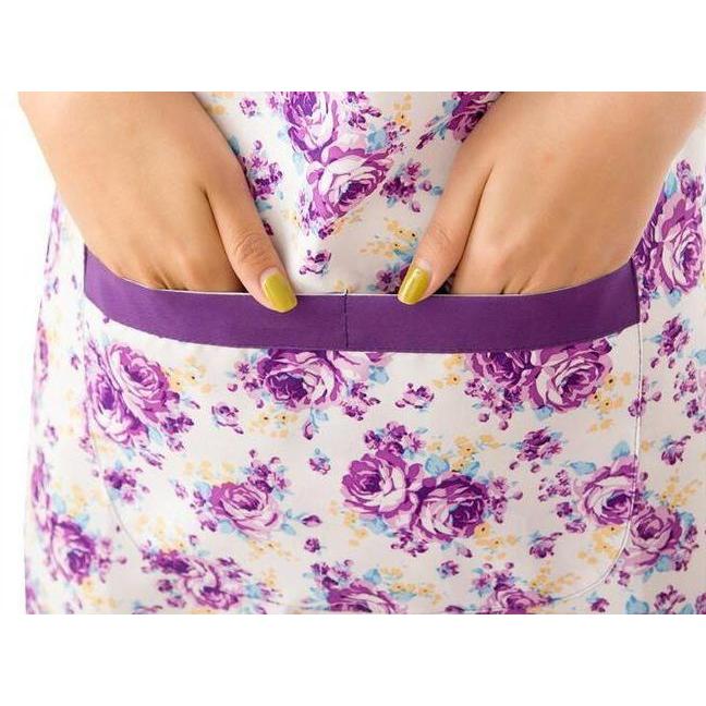 マリア　エプロン　ショート　アイボリーピンクバラ柄　モーブピンク水玉フリル j-433fap1-1.jpg