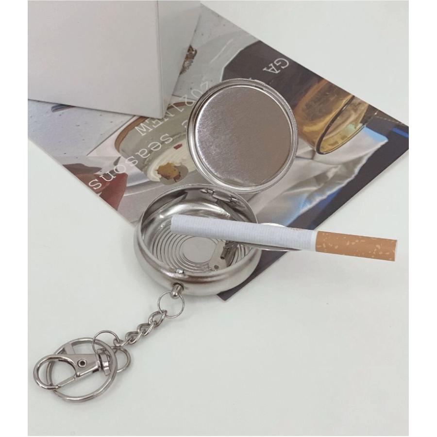 携帯灰皿 アッシュトレイ キーリング キーホルダー タバコ置き 蓋付き