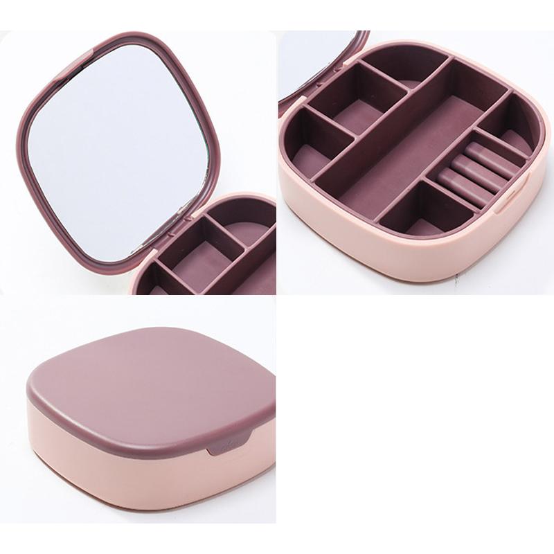 plusnao アクセサリーケース 携帯用 鏡付き ミラー付き