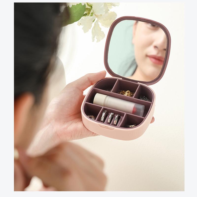 plusnao（プラスナオ） アクセサリーケース 携帯用 鏡付き ミラー付き