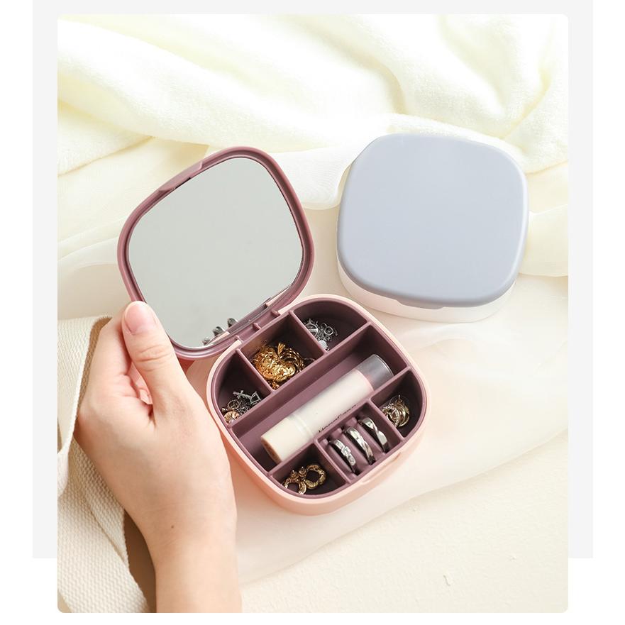 plusnao（プラスナオ） アクセサリーケース 携帯用 鏡付き ミラー付き