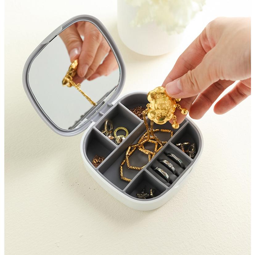 plusnao（プラスナオ） アクセサリーケース 携帯用 鏡付き ミラー付き