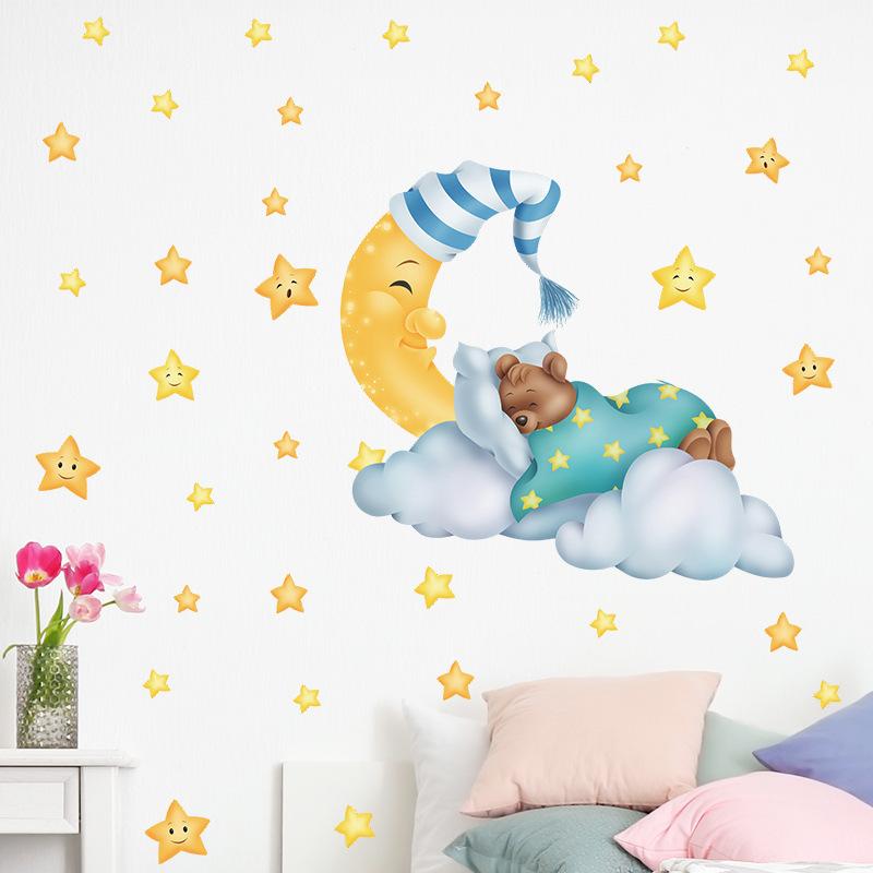ウォールステッカー 壁紙シール シールタイプ クマ 月 星 夜空 ムーン スター かわいい おしゃれ 寝室 子供部屋 キッズ 赤ちゃん Diy ウォー Zak プラスナオyahoo 店 通販 Yahoo ショッピング