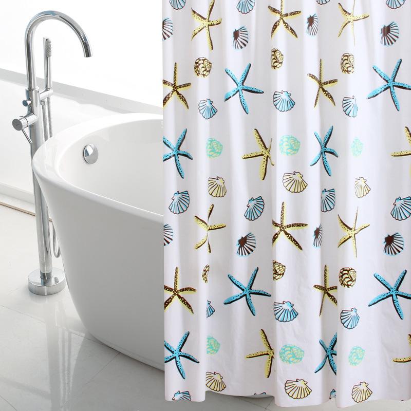 100 品質保証 シャワーカーテン バスカーテン 180cm 浴室用具 風呂 防水 防カビ 撥水 間仕切り 目隠し 飛沫防止 カーテンリング付き ヒトデ 貝殻 おしゃれ Whitesforracialequity Org